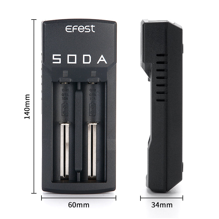 Efest Soda Dual Battery Charger dimensions