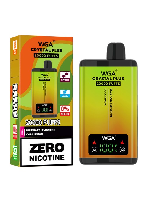 WGA Crystal Plus 20000 Blue Razz Lemonade / Cola Lemon 0 Nicotine Disposable Vape