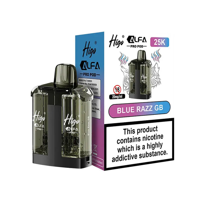 Blue Razz GB Higo Alfa Pro 25K Pods