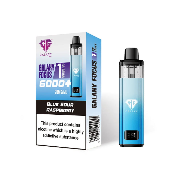 Blue Sour Raspberry Crystal Galaxy Focus 1 6K Puffs Prefilled Pod Kit - Vapour Deal LTD