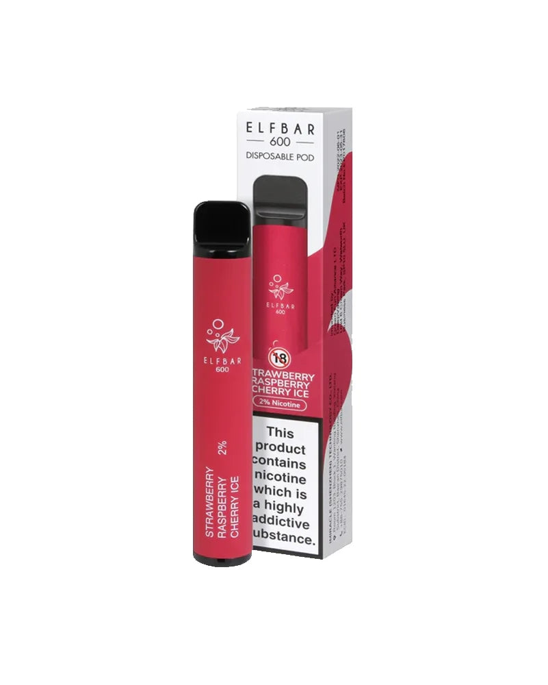 Elf Bar 600 Strawberry Raspberry Cherry Ice Disposable Vape