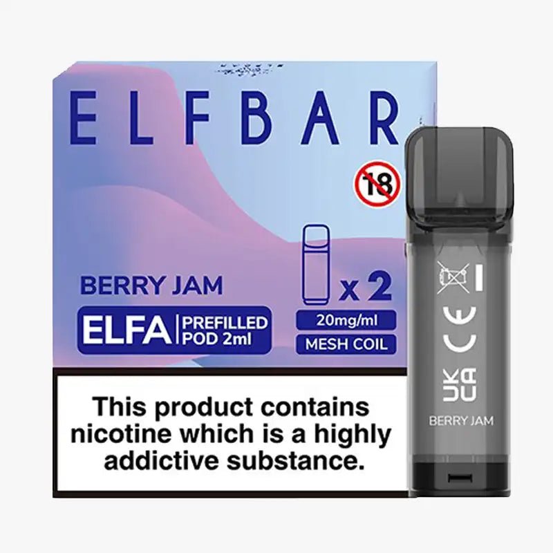 Elf Bar Elfa Pod Disposable Pods Box Of 10 Berry Jam