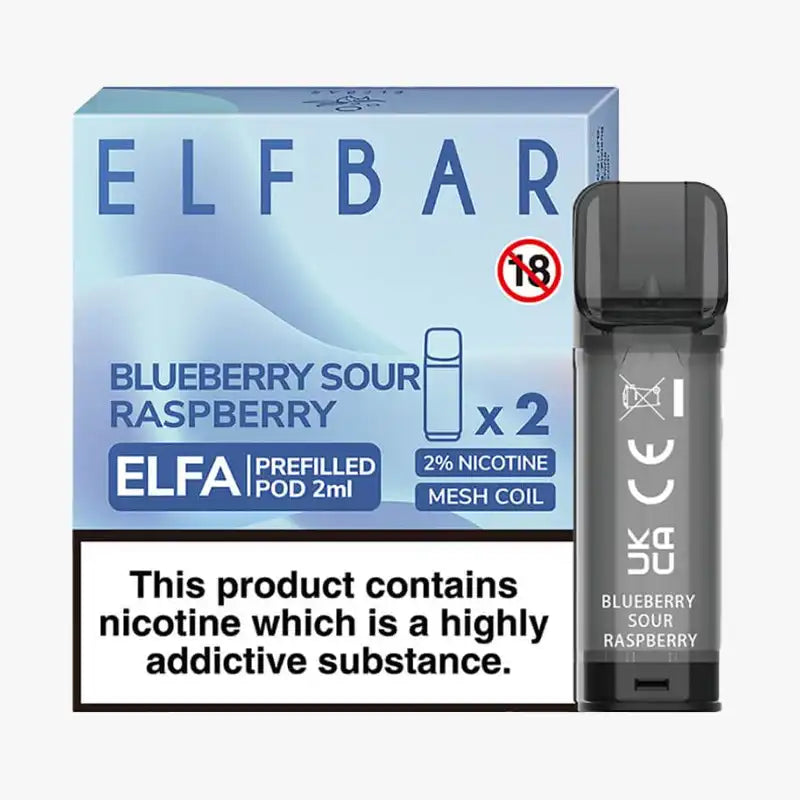 Elf Bar Elfa Pod Disposable Pods Box Of 10 Blueberry Sour Raspberry