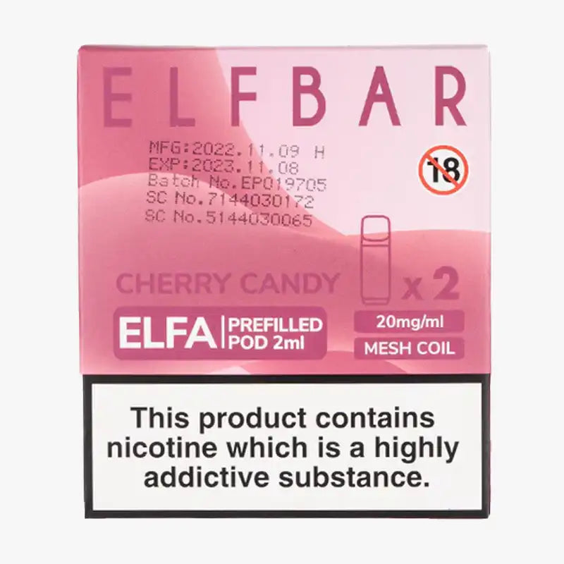Elf Bar Elfa Pod Disposable Pods Box Of 10 Cherry Candy