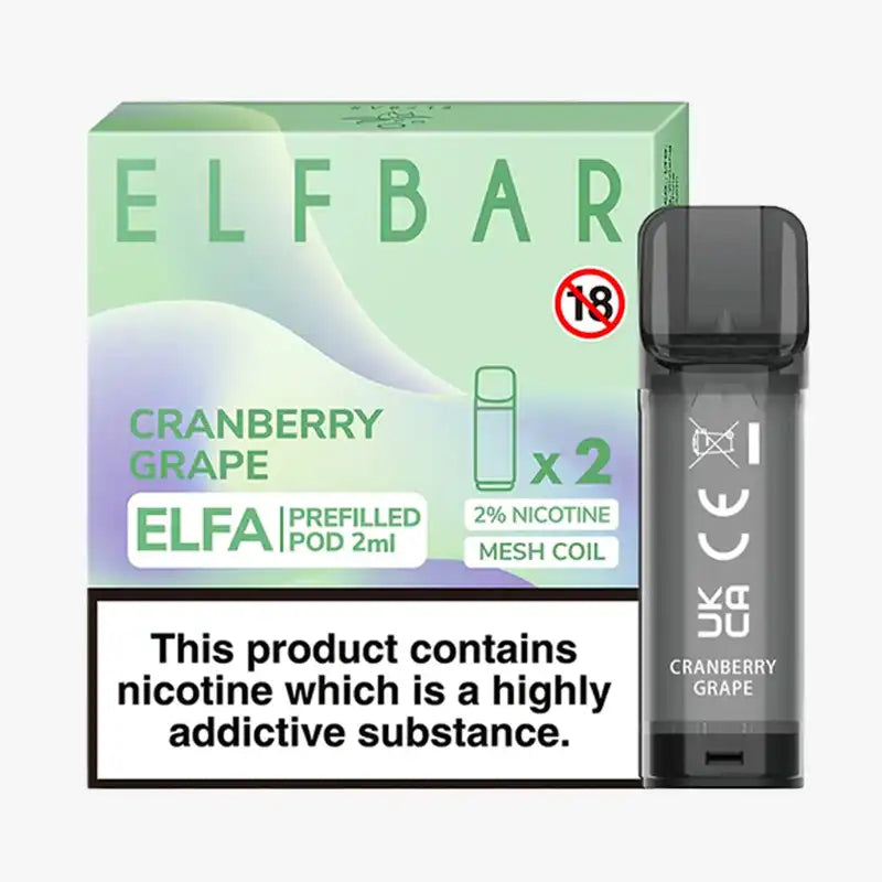 Elf Bar Elfa Pod Disposable Pods Box Of 10 Cranberry Grape