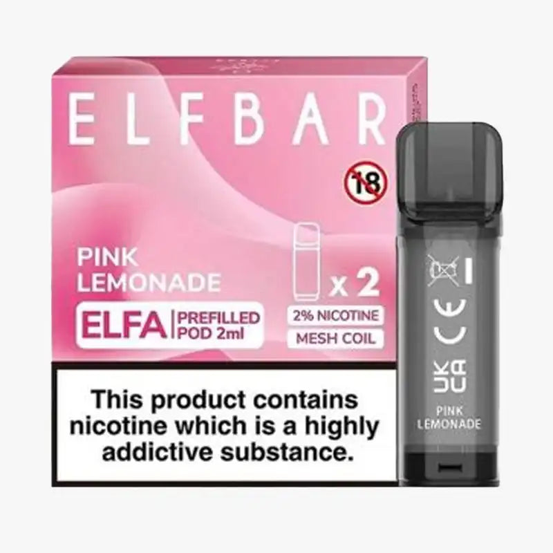 Elf Bar Elfa Pod Disposable Pods Box Of 10 Pink Lemonade
