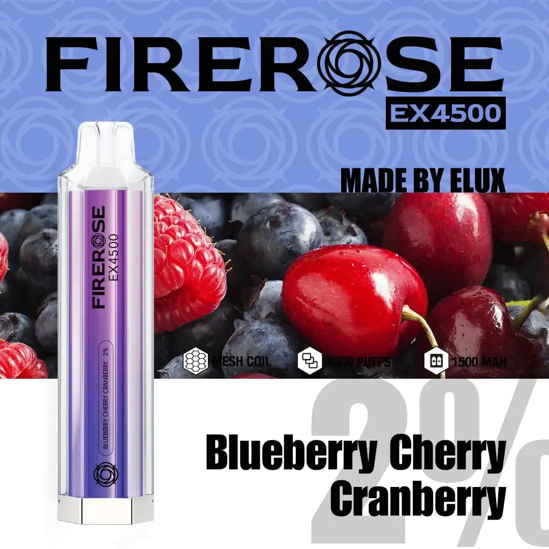 FireRose-ex4500-Zero-Nicotine-Disposable-Vape-Blueberry-Cherry-Cranberry