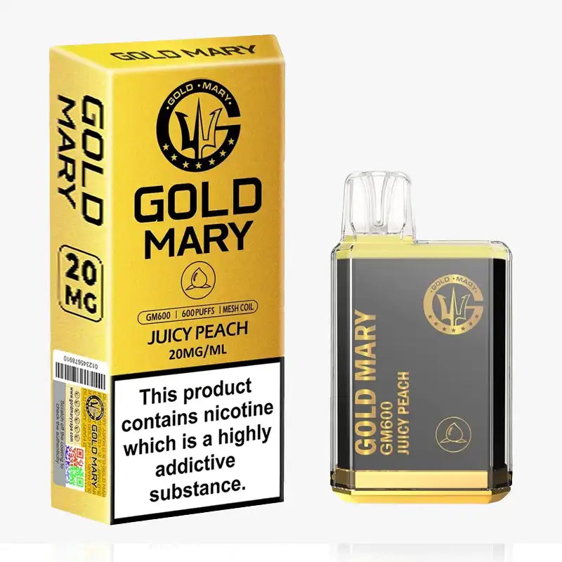 Gold Mary GM600 Box of 10 Disposable Vape Juicy Peach