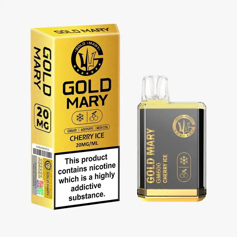Gold Mary GM600 Box of 10 Disposable Vape Cherry Ice