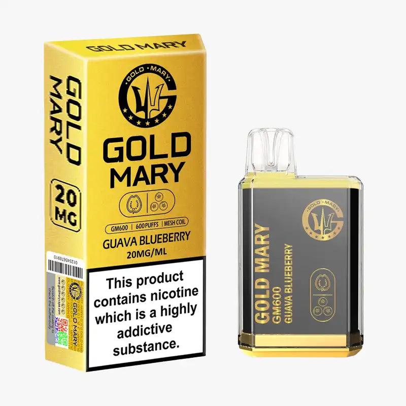 Gold Mary GM600 Box of 10 Disposable Vape Guava Blueberry