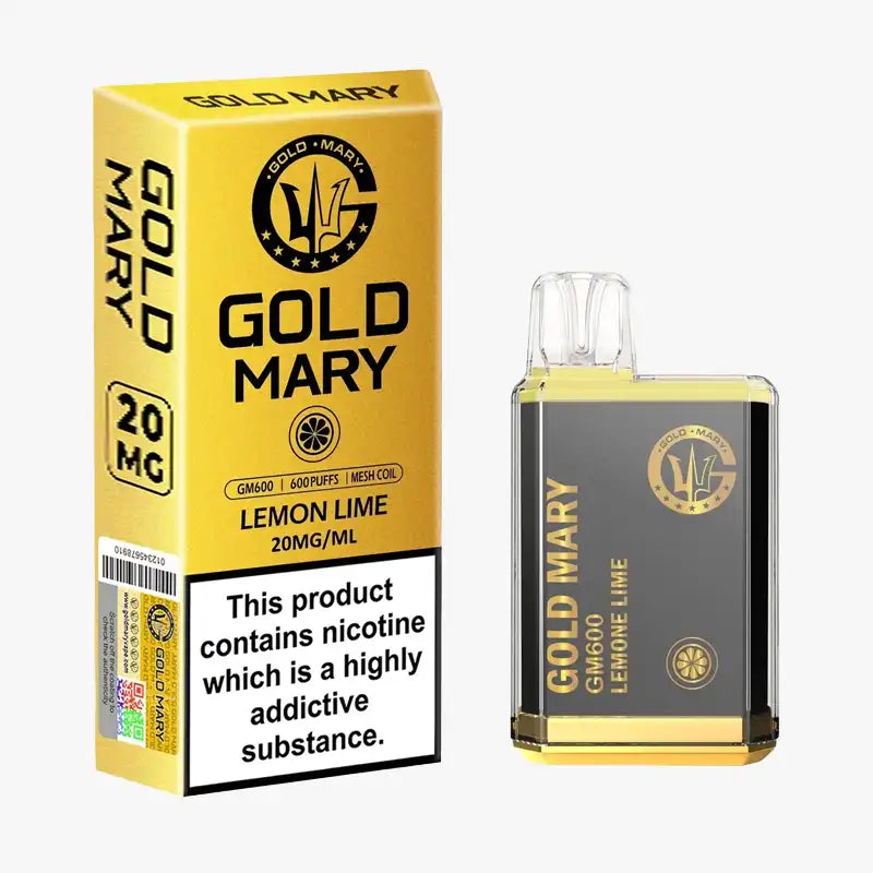 Gold Mary GM600 Box of 10 Disposable Vape Lemon Lime
