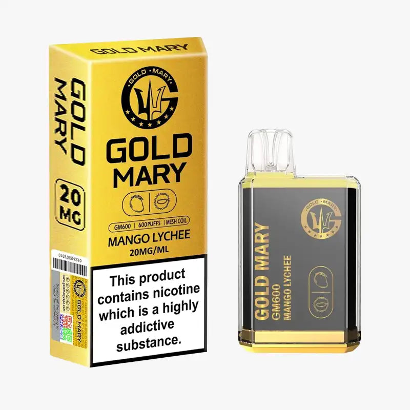 Gold Mary GM600 Box of 10 Disposable Vape Mango Lychee