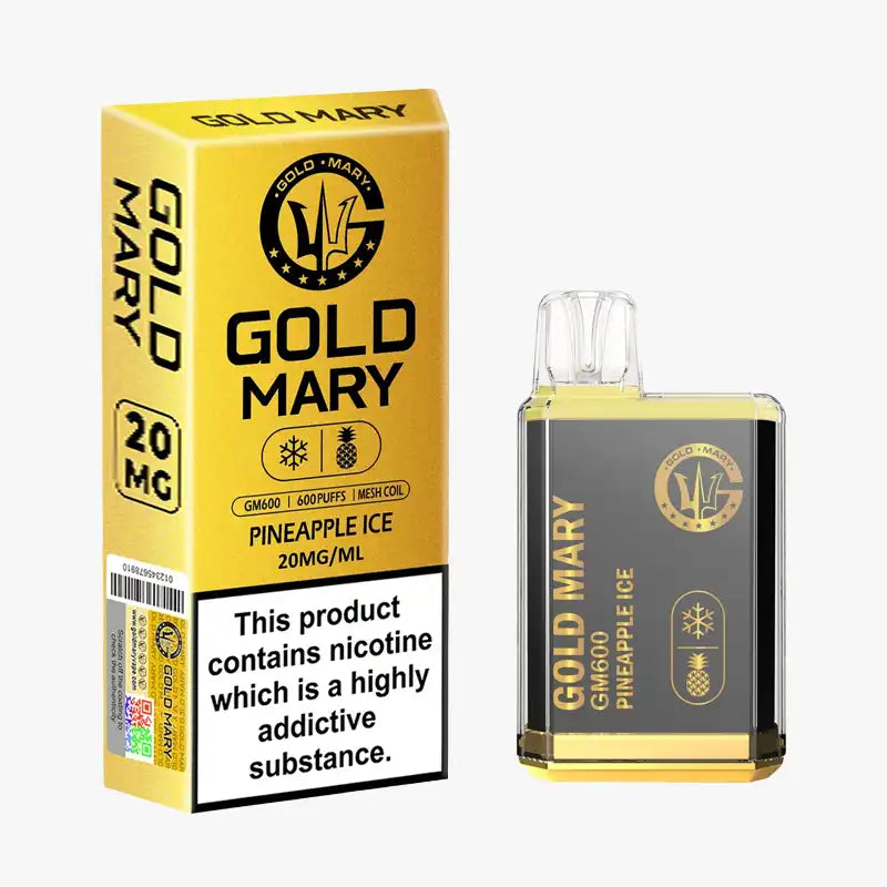 Gold Mary GM600 Box of 10 Disposable Vape Pineapple Ice