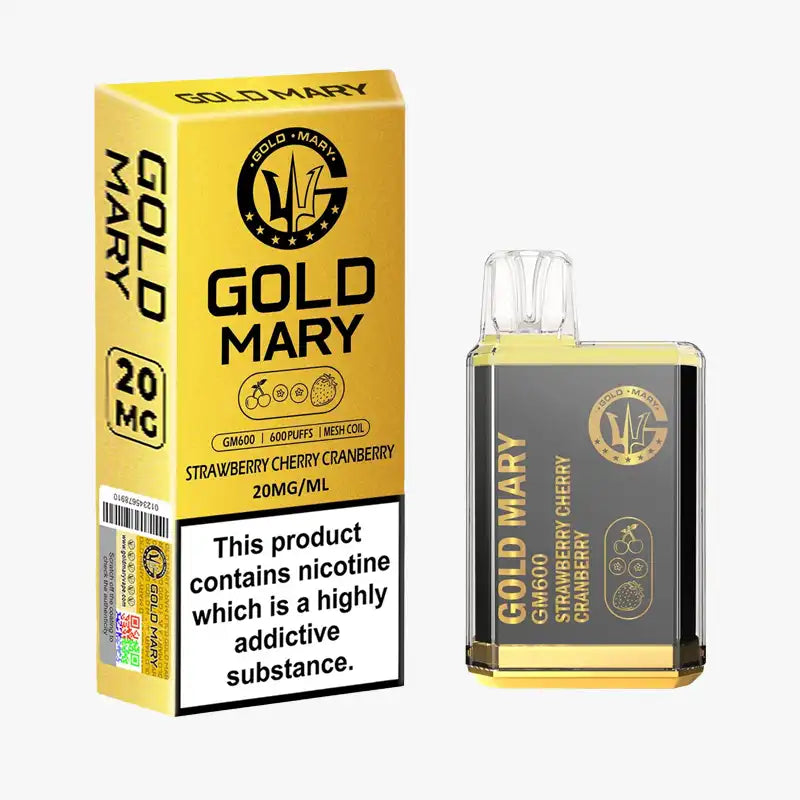 Gold Mary GM600 Box of 10 Disposable Vape Strawberry Cherry Cranberry