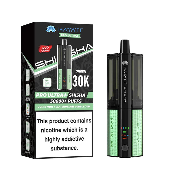 Gum Mint / Watermelon Bubblegum Hayati Pro Ultra Plus Shisha 30K Pod Kit
