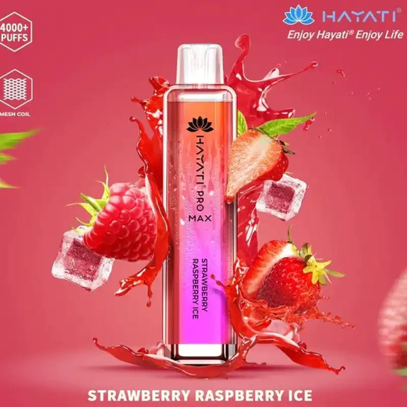 Hayati Pro Max 4000 Disposable Vape 0mg Strawberry Raspberry Ice