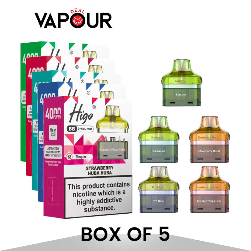 Higo BB 4000 Puffs Prefilled Pods - Box of 5 - Vapour Deal LTD