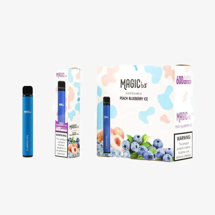 Magic Bar 600 Puffs Disposable Box Of 10 Peach Blueberry Ice