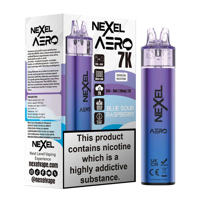 Nexel Aero 7K Prefilled Pod Kit - blue sour raspberry
