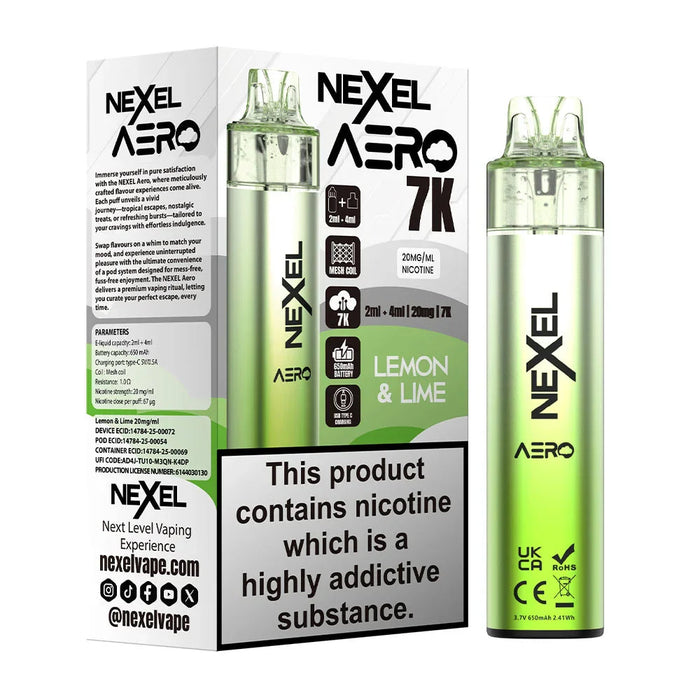 Nexel Aero 7K Prefilled Pod Kit - Lemon Lime