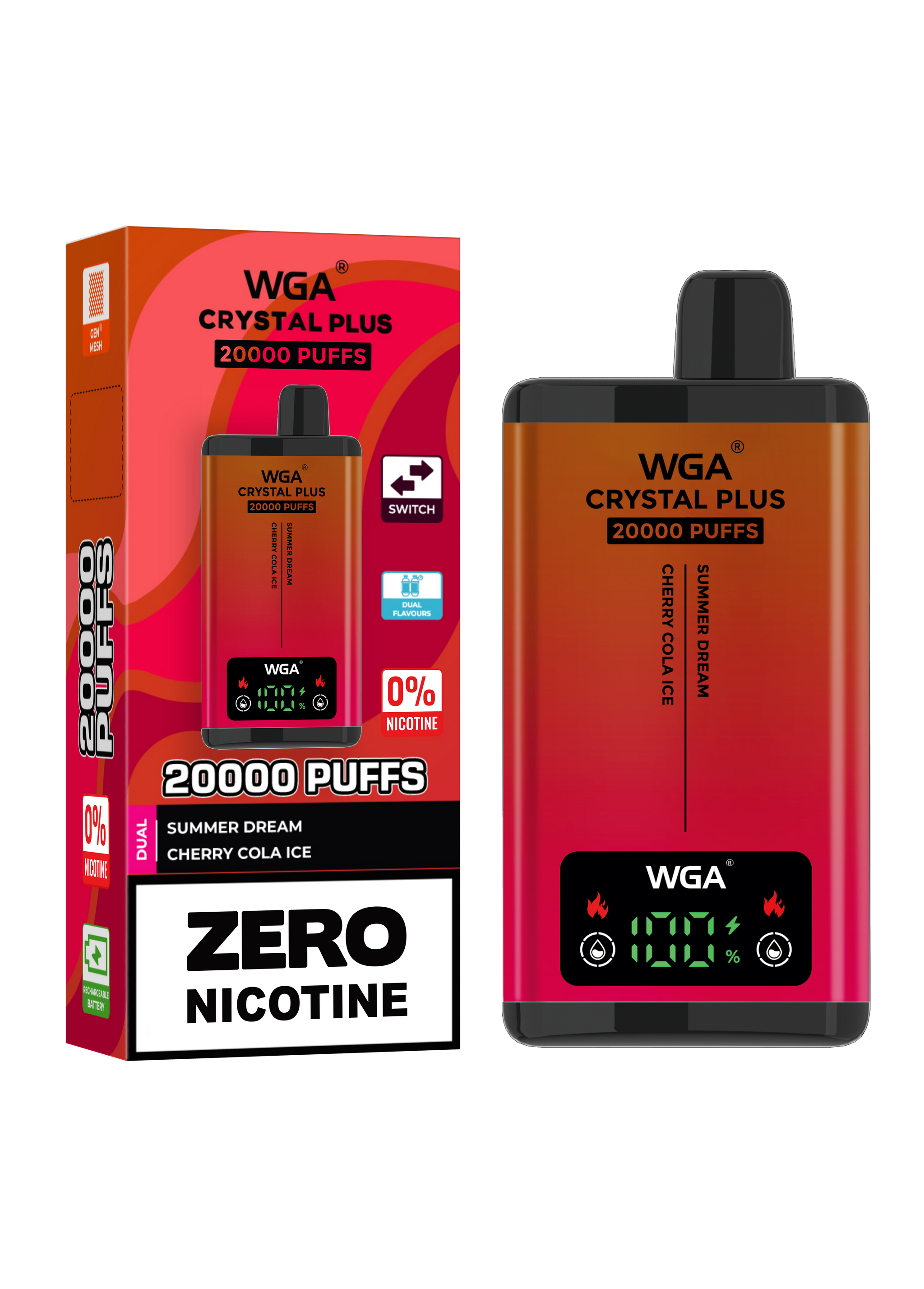 WGA Crystal Plus 20000 Summer Dream / Cherry Cola Ice 0 Nicotine Disposable Vape