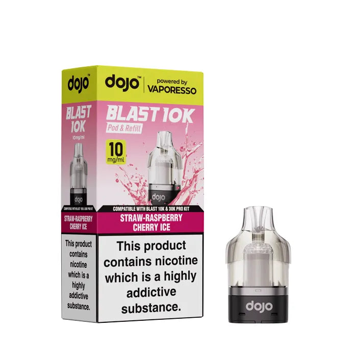 Straw-Raspberry Cherry ice Vaporesso Dojo Blast 10K Pods - 10mg
