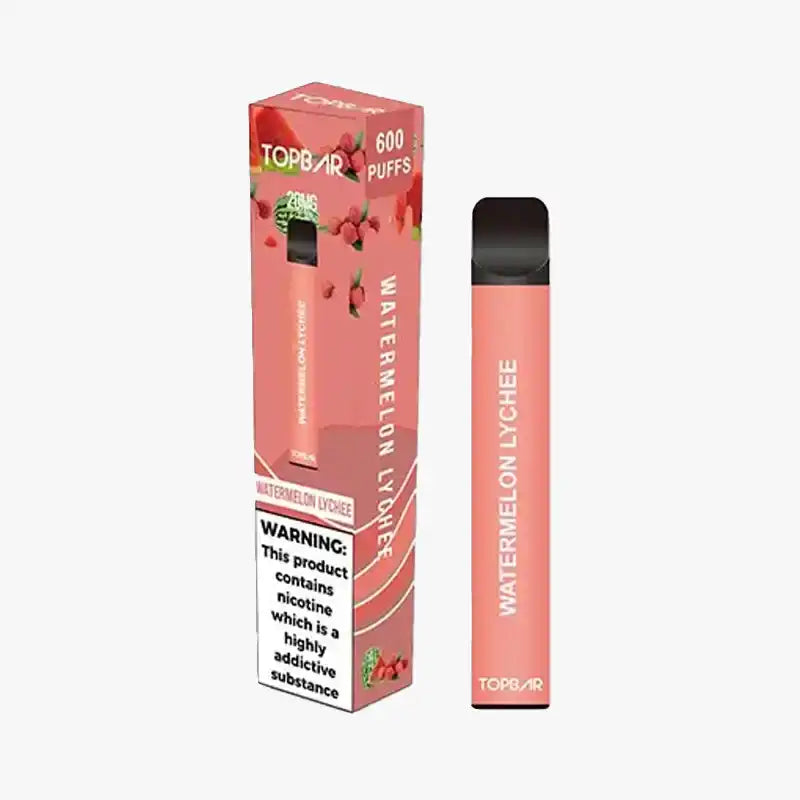 Top Bar 600 Puffs Box of 10 Watermelon Lychee