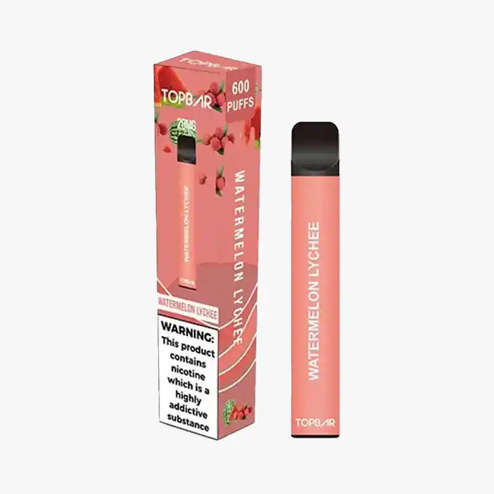 Top Bar 600 Puffs Box of 10 Watermelon Lychee