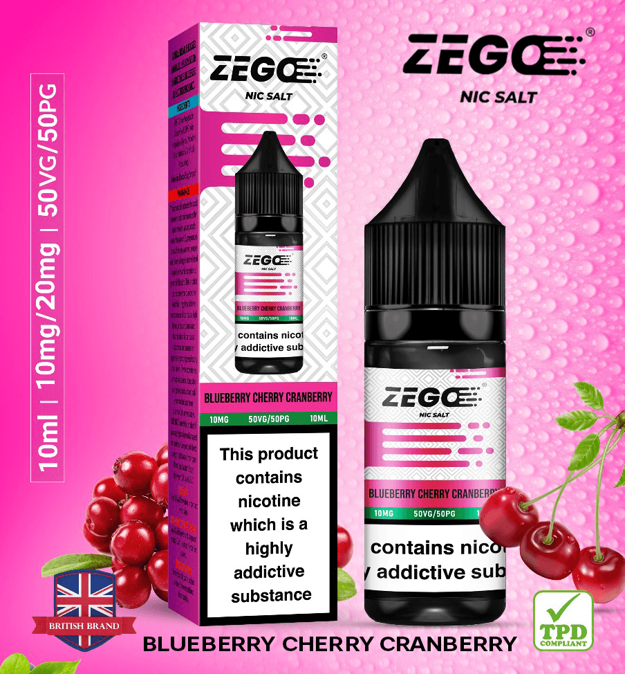 Zego Blueberry Cherry Cranberry Nic Salt Vape Juice - Vapours Deal Ltd
