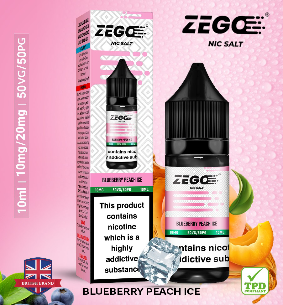 Zego Blueberry Peach Ice Nic Salt Vape Juice