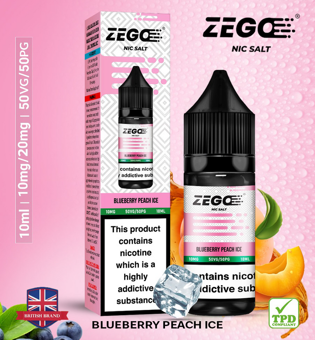 Zego Blueberry Peach Ice Nic Salt Vape Juice