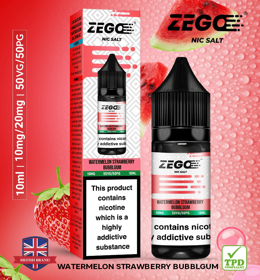 Zego Watermelon strawberry Bublegum Nic Salt Vape Juice - Vapours Deal Ltd