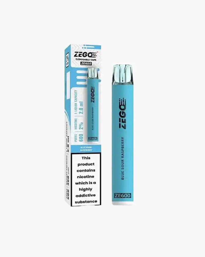 Zego Ze600 Disposable Vape Pod Device 20mg Box of 10 Blue Sour Raspberry
