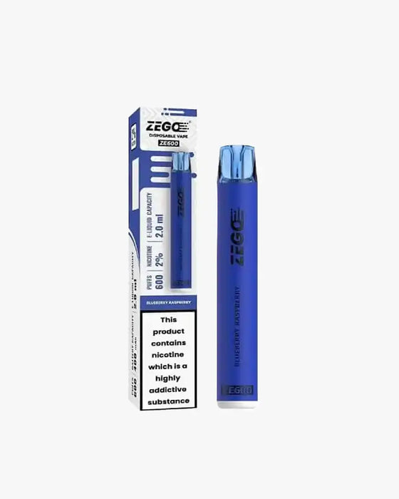 Zego Ze600 Disposable Vape Pod Device 20mg Box of 10 Blueberry Raspberry