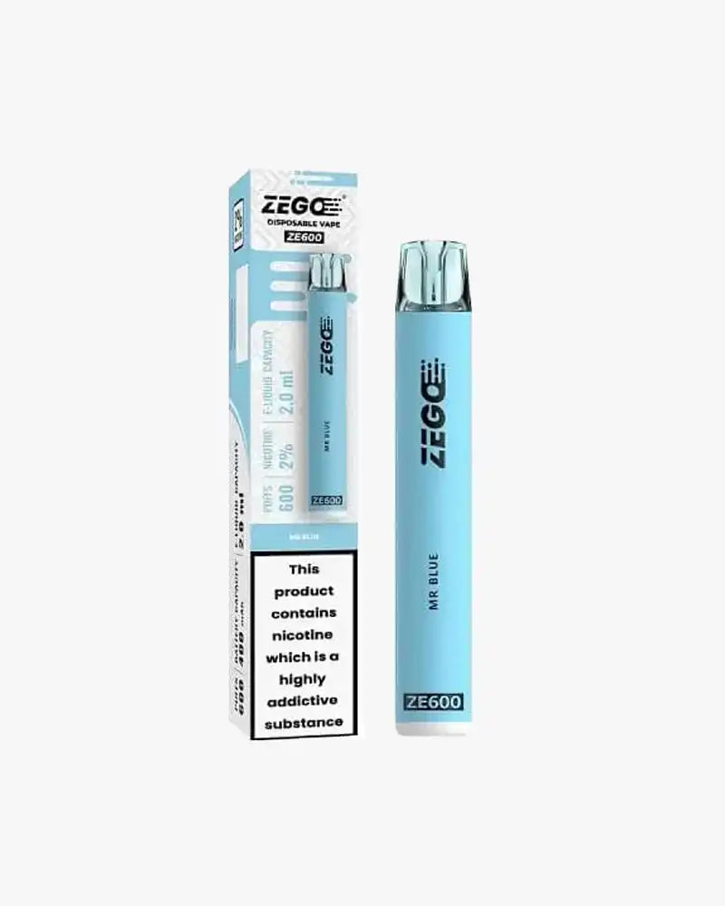 Zego Ze600 Disposable Vape Pod Device 20mg Box of 10 Mr Blue