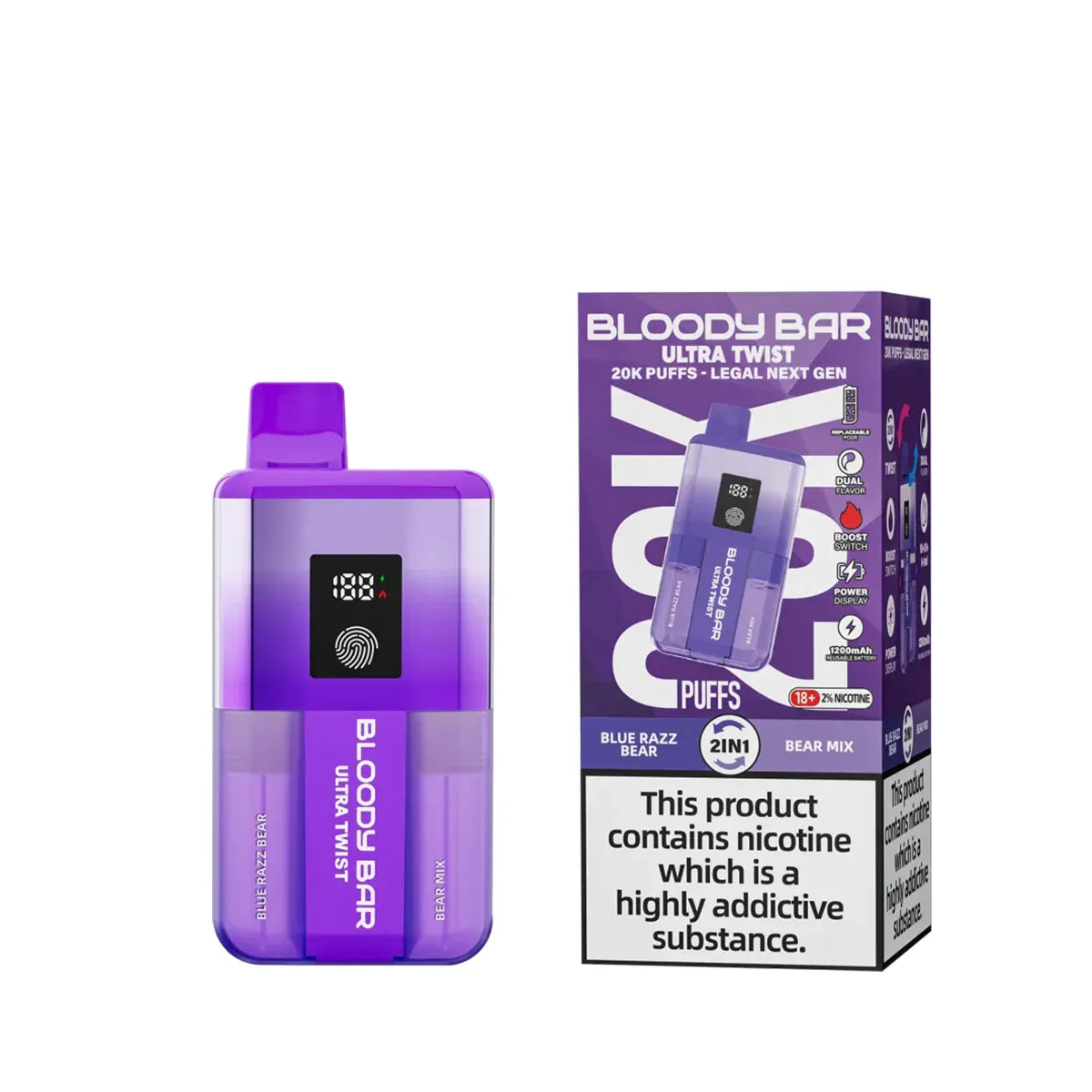 blo bar vape Bloody Ultra Twist 20K Prefilled Kit Color:Sapphire Blue Vaporesso XROS 5 Mini Box Mod Vaporizers