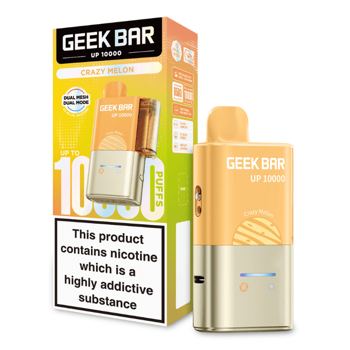 Geek Bar UP 10000 vape device and packaging on a white background