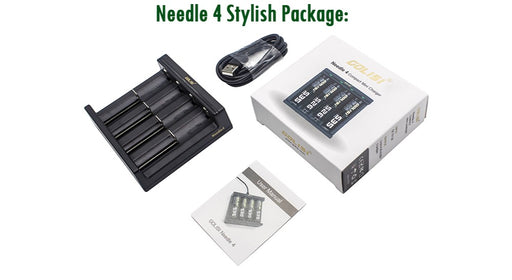 Golisi Needle 4 Compact Battery Charger package