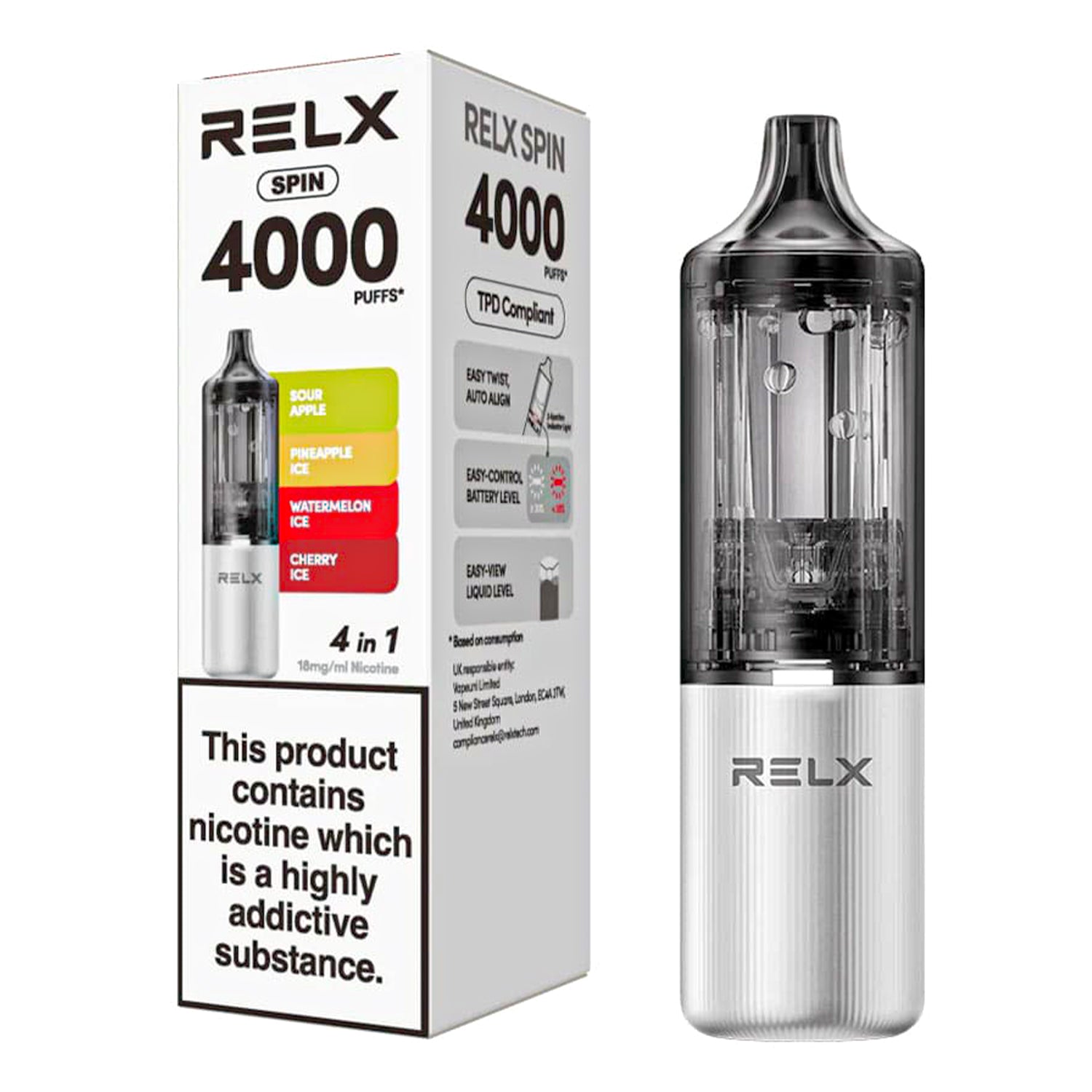 RELX Spin 4000 4 in 1 Rechargeable Vape Kit