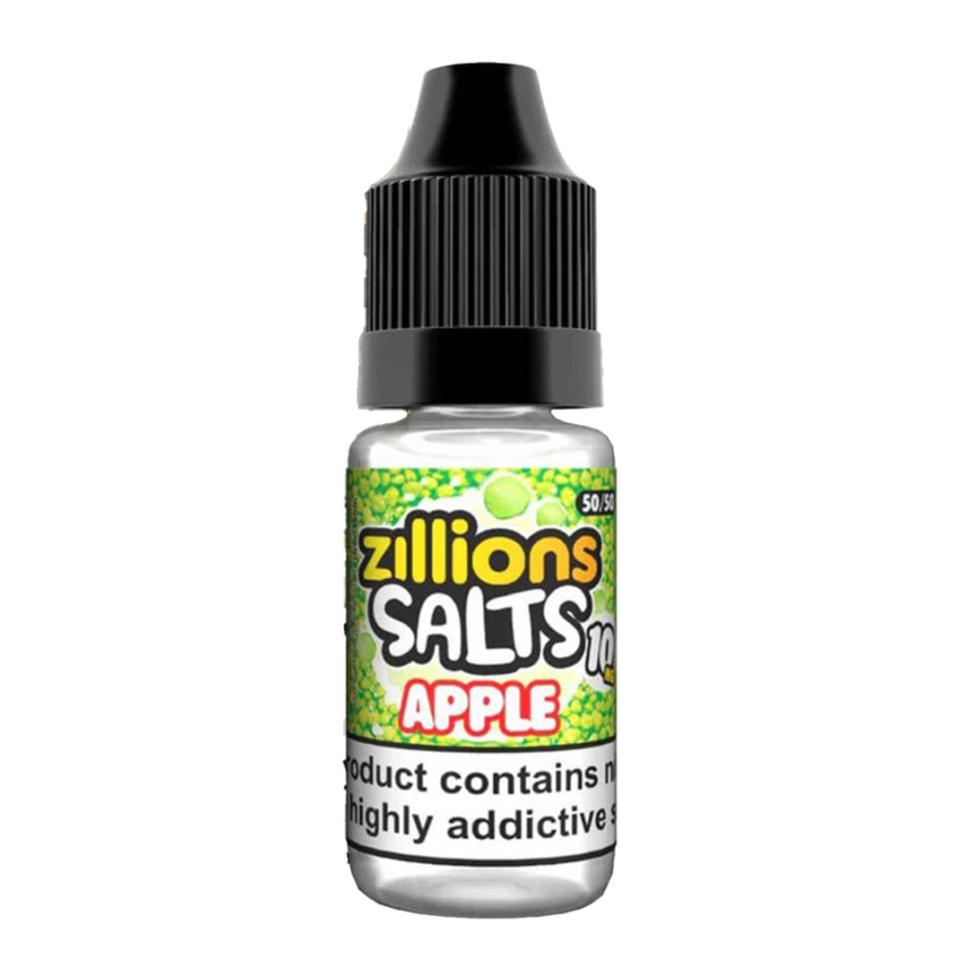 Zillions Salts Apple e-liquid bottle on a white background