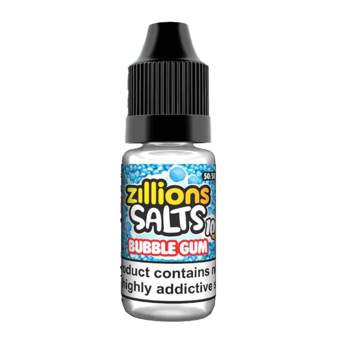 Zillions Salts Bubble Gum e-liquid bottle on a white background
