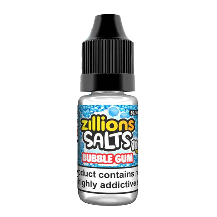 Zillions Salts Bubble Gum e-liquid bottle on a white background